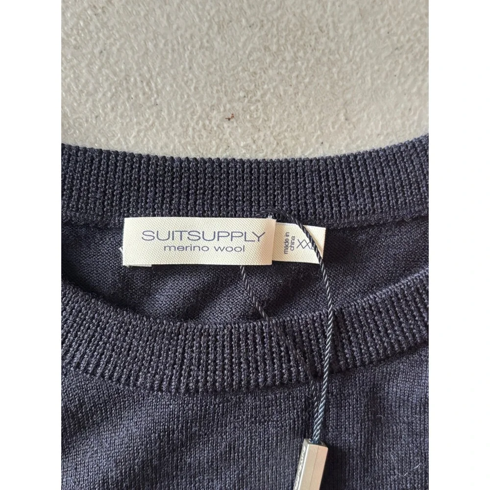 Suitsupply Mens Crew Merino Navy Blue Wool Sweater XXL SW75607 NWT
